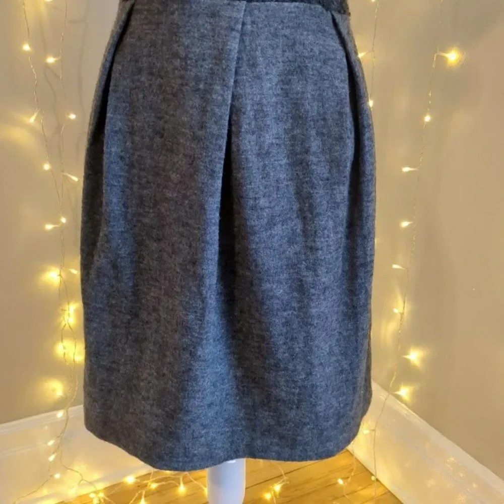 Add Wool Dress Gray Skull Faux Pocket Gold Fuzzy Winter Cozy Size Medium